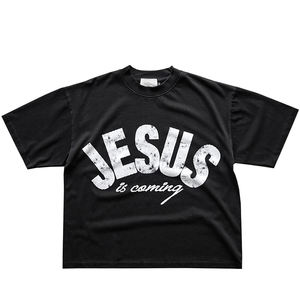 Camisetas recortadas de algodón GSM 250 de la mejor calidad para hombre, camisetas con estampado de pantalla Boxy Fit de talla grande en Color negro con logotipo personalizado - Product Image 1