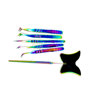 Ensemble de pinces à épiler de précision de haute qualité avec pince à épiler multicolore Fournitures de miroir de cils pour professionnels - Product Image 2