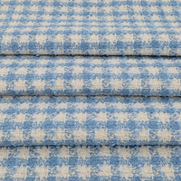 Tissu en tweed polyester en gros, tweed à carreaux métalliques dorés personnalisé 650 GSM pour manteaux, sacs et chapeaux