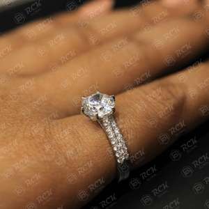 ชุดเจ้าสาวเงินสเตอริง925 1.60 tcw แหวนเพชรโมอิสเจียระไนทรงกลมของขวัญวันครบรอบแต่งงานสำหรับผู้หญิงสำหรับความรัก - Product Image 3