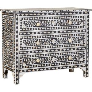 Armoire à tiroirs en incrustation de nacre de luxe faite à la main élégante commode de rangement en bois pour chambre salon et décoration intérieure - Product Image 1