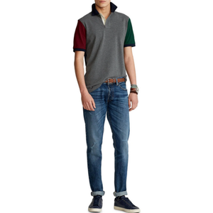 ผ้าฝ้าย100% ตาข่ายเสื้อโปโล HEATHER สีเทาแขนสั้นหลาย - Product Image 4