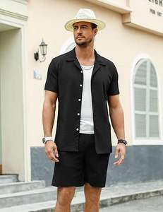 ชุดลำลองผ้าวาฟเฟิลระบายอากาศสำหรับผู้ชาย แขนสั้น สไตล์สปอร์ต ชุดลำลองฤดูร้อน 2 ชิ้น ชุดลำลองสำหรับเด็กผู้ชาย - Product Image 4