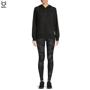 Sudadera con capucha de invierno para mujer con serigrafía de logotipo personalizado OEM 100% sudadera transpirable ecológica sólida de lana - Product Image 3