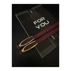 2-Piece Long Buckle Thin Women's Belt, <b>Jacket</b> Belt, Shirt Belt, Dress Belt - Burgundy-<b>Silver</b>-Gold - Product Image 3