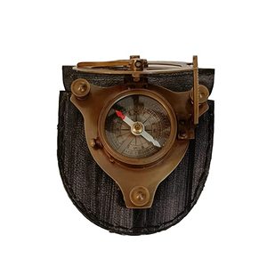 Nautique Cooper 3 ''en laiton pointant le cadran solaire boussole en boîte en cuir noir cadeau fait à la main qibla direction Antique avec look marron - Product Image 4