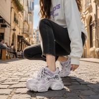 Chaussures décontractées en gros pour femmes, baskets rétro à plateforme, chaussures de papa à semelle épaisse, baskets à lacets, MOQ
