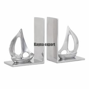 Luxe argent plaqué fantaisie bateau concepteur étagère décorative fabriqué à la main en aluminium serre-livres forme moderne Sculpture serre-livres décor - Product Image 1
