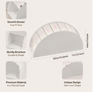 Organisateur de rangement semi-circulaire en carton blanc avec tiroirs individuels pour cosmétiques, bijoux et petits objets, boîte de rangement modulaire - Product Image 3