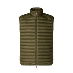 Chaleco acolchado personalizado para hombre, cuello alto, para invierno, con diseño de alces y palmeras, largo, para actividades al aire libre. - Product Image 1