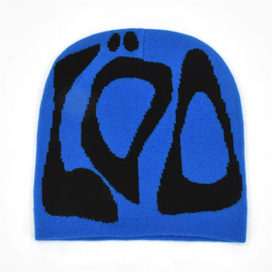 Bas quantité minimale de commande Fabricants de Bonnets Personnalisés Imprimé Jacquard Gothique Sans Manchette Sans Manchette Hiver Crâne Cap Bonnet En Tricot Avec Logo - Product Image 2