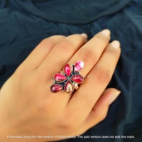 Vente en gros de bagues en argent sterling 925, en vrac, avec des roses et des dahlias, tendance, élégantes, ornées de pierres précieuses en cristal, bijoux de mariage, adaptées aux fêtes