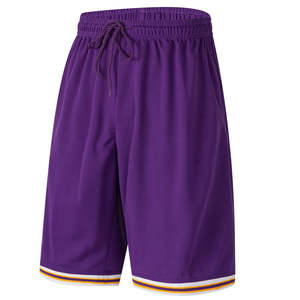 Short de basket-ball personnalisé de haute qualité grande taille pour hommes en maille respirante violette fermeture à cordon de serrage - Product Image 1