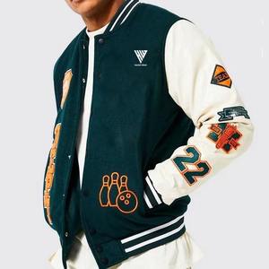 Fabricant OEM, veste universitaire de haute qualité pour hommes, avec lettres, pour broderie personnalisée, manches en cuir, veste universitaire - Product Image 2