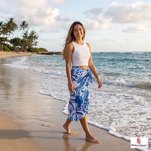 Pareo Hawaiano Polinesio, Sarong Floral, Pareo de Playa Ligero, Prenda Tropical para el Verano, Fabricante de Prendas Tejidas OEM ODM - Product Image 3