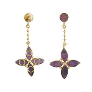 Pendientes de Moda con Amatista Marquise y Perla de Agua Dulce, Chapados en Oro de 14K/18K, Engaste de Bisel en Latón, Joyería para Regalo - Product Image 6