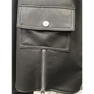 Veste en cuir de mouton gris anthracite moutarde pour homme personnalisable tenue de camionneur classique col lisse avant décontracté léger - Product Image 3