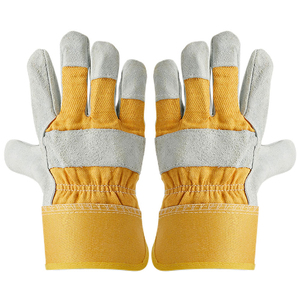 Guantes de trabajo de cuero de vaca de la mejor calidad Venta caliente Seguridad industrial Doble Palma Servicio OEM Disponible al por mayor - Product Image 4