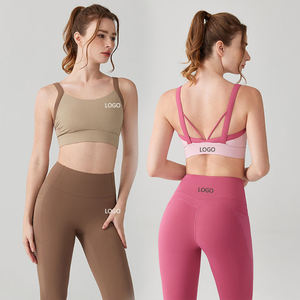 Logotipo personalizado Alta calidad Vendedores calientes Venta al por mayor Diseño de retazos de dos colores Cuello en U Diseño de cintura alta Gimnasio Fitness Yoga Set - Product Image 1