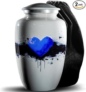 Urne funéraire moderne en métal faite à la main pour cendres humaines, blanche, écologique et durable, urne funéraire pour adultes - Product Image 2