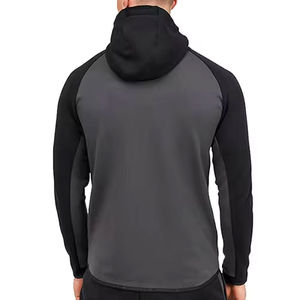 Chándal de nailon de algodón de longitud completa de corte regular para hombre con chaqueta con cremallera y pantalones a juego para entrenamientos de gimnasio o ropa informal - Product Image 5
