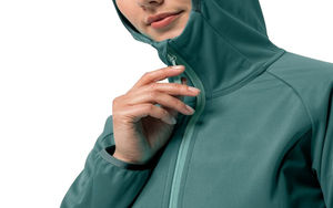 Veste d'hiver imperméable pour femmes, à capuche, en softshell, pour les sports de plein air, avec fermeture éclair à logo et motif uni - Product Image 3