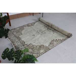 พรมวินเทจตุรกี ขนาด 4.7x9.7 ฟุต (143x297 ซม.) พรมขนสัตว์สีเทา - Product Image 5