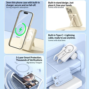 <span class=keywords><strong>Batterie</strong></span> <span class=keywords><strong>externe</strong></span> 20000 mAh à charge rapide, magnétique et sans fil, pour les voyages en avion, avec câbles intégrés, <span class=keywords><strong>batterie</strong></span> portable <span class=keywords><strong>externe</strong></span> - Product Image 3