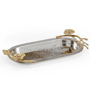 Dernier arrivage Plateau de service décoratif pour la maison plaqué or de forme carrée en métal aluminium Dernier accent moderne pour la maison - Product Image 6