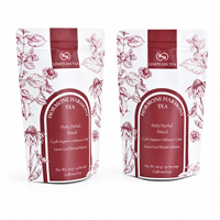 Sachet d'emballage de thé imprimé sur mesure, qualité alimentaire, sachet de thé aux herbes mat, sachet de thé bien-être pour l'équilibre hormonal arabe 60g