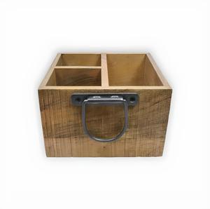 Top Sale Solid Wood Rustic Utensil Holder Dining Utensils And Napkin Holder Serving Caddy For Kitchen with 3 compartment - Product Image 4