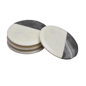 Marble And Wood <b>Coaster</b> set of 4 pcs For Kitchen Use Fancy <b>Coaster</b> Set With <b>White</b> Marble And Wood Finished Kitchenware item - Product Image 2
