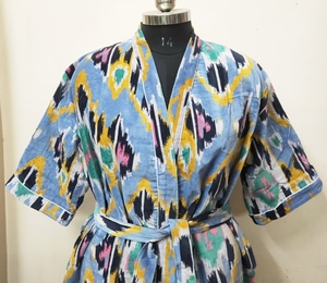 Ikat Kimono Robe Bridal Robes Bridal Robes Boho dress <b>Festival</b> dress Cotton Velvet Kimono Bathrobe Gift Ikat Kimono for her - Product Image 1