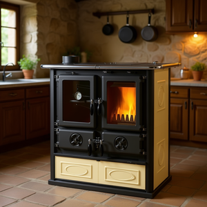 Estufa de Cerámica Nordica 7,9kW ROSETTA Sinistra 5.0 VST.16, 885x572x84,3cm, 5 Estrellas, Panna Legna Cucina - Product Image 3