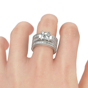 Ensemble de 3 bagues en argent sterling de qualité supérieure, coupe princesse, pour anniversaire, Jeulia - Product Image 4