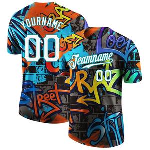Direct Engro Sportswear Gros Motif de graffiti personnalisé Blanc-Aqua 3D Performance T-shirt - Product Image 1