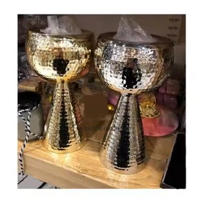 Juego de 3 piezas de alta calidad de fruteros y recipientes para servir frutos secos y nueces, de cristal transparente, con bandeja de metal dorado. - Product Image 6