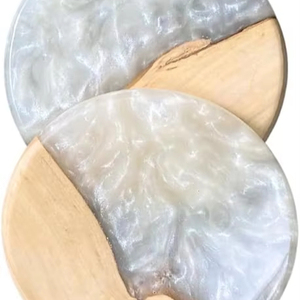 Handcrafted Wood <b>Epoxy</b> Round Beaded <b>Table</b> Coaster for Dining <b>Table</b> Wedding Christmas Decoration Family Gathering Parties - Product Image 1