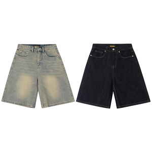 2025 Wholesale Factory Mens Casual <b>Knee</b> Washed Distressed Denim Shorts Mid Waist Straight Loose Fit Breathable Quick Dry - Product Image 6