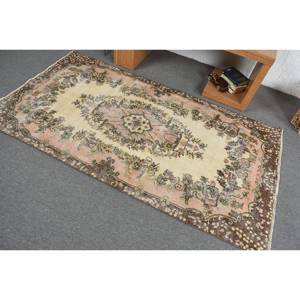 พรมขนสัตว์สีชมพูงานแฮนด์เมดสีเบจคลาสสิกขนาด3.7x6.7ฟุตตุรกีรูปแบบนามธรรมพร้อมยางรองสำหรับตกแต่งห้องโถงห้อง - Product Image 4