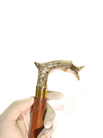 Canard sculpté en laiton doré Bâton de marche élégant manche en bois pliable Vintage noir Canne amovible caractéristique pour la retraite Diwali
