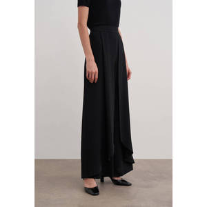 High Waist Crepe Solid Color Trousers <b>Skirt</b>-<b>Black</b> - Product Image 4