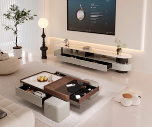 Modern Wood TV Stand Media <b>Console</b> Cabinet with Storage for Living Room 65 In And Up Floor Mount Minimalist Design - Product Image 3