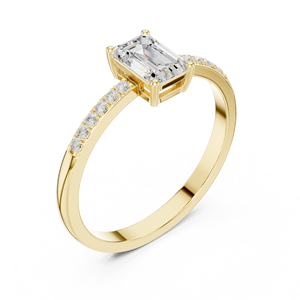 Anillo de Compromiso de Moissanita con Corte Esmeralda Clásico de Lujo, Certificado IGI, Aleación de Oro Rosa, Engaste de Puntas, Banda de Diamantes, Anillo de Boda - Product Image 5