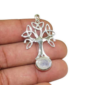 Pendentif indien de meilleure qualité en pierre de lune cadeau pour les filles pendentif simple collier de pierres précieuses en argent sterling 925 avec bijoux de timbre 925 - Product Image 1