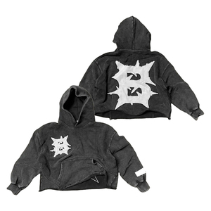 เสื้อฮู้ดดี้ผู้ชายสุดฮิต แบบสั่งทำพิเศษจากโรงงาน ขายส่งแฟชั่น ขอบดิบ ตัดชายเสื้อแบบดิสเทรส ซันเฟด ลุคซักฟอก - Product Image 1