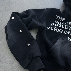 Conjunto de Sudadera Corta y Pantalones Deportivos Personalizados con Pedrería |   Ropa Urbana de Peso Pesado | Colección de Moda - Product Image 4