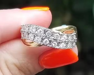 Anillo de diamante trenzado de oro amarillo de 14K, anillo de compromiso o boda de declaración de diamante de corte redondo cultivado en laboratorio para regalo de mujer - Product Image 4