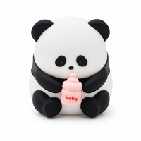Veilleuse Panda en Silicone de Qualité Supérieure avec Contrôle Tactile pour Chambre à Coucher, Lampe de Bureau LED, Sans BPA, Rechargeable