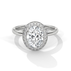2.0ct Oval Cut Moissanite Halo <b>Solitaire</b> <b>Ring</b> 925 Sterling <b>Silver</b> Engagement Band - Product Image 3